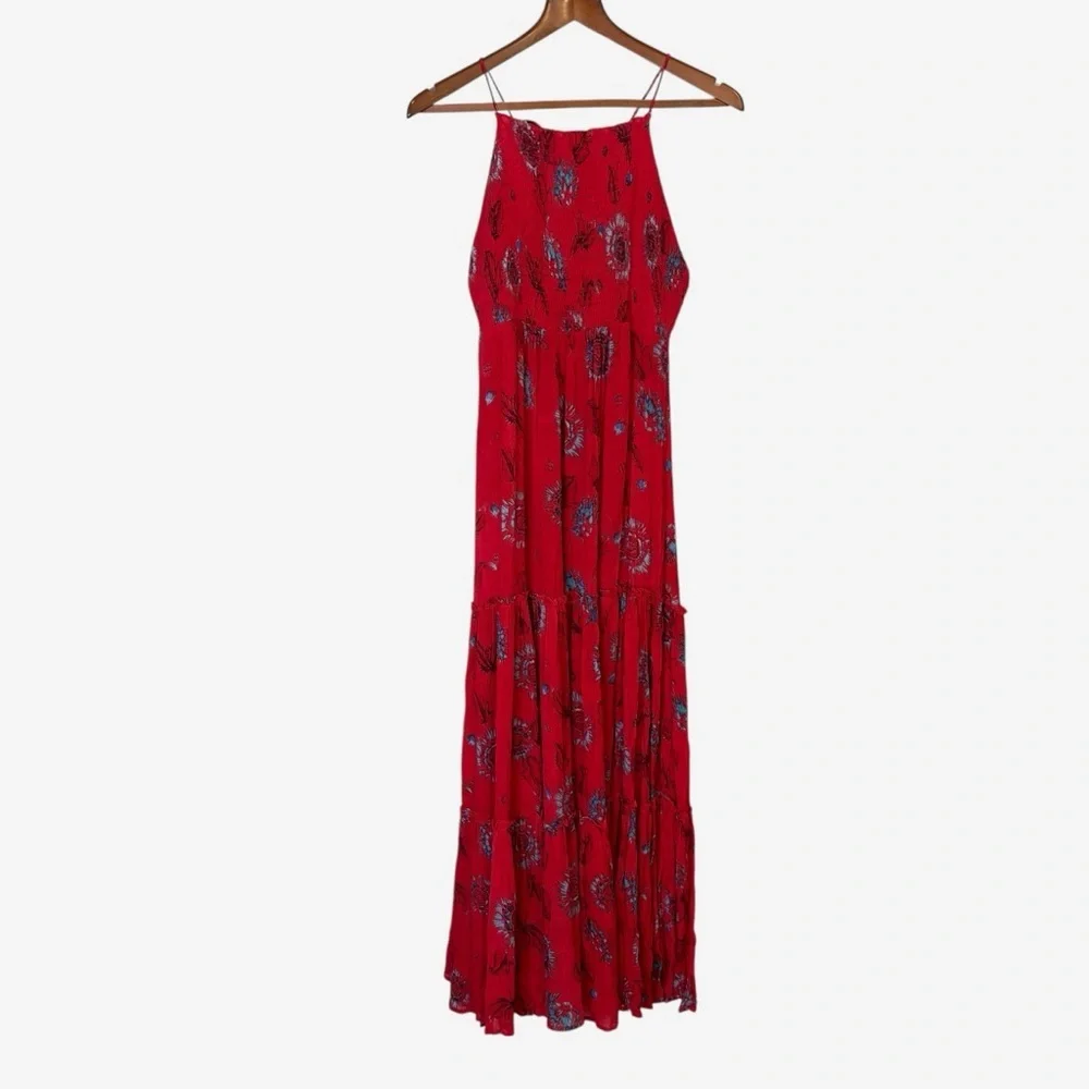 Free People Intimately Red Garden Party Floral Tiered Maxi Dress - Picture 8 of 15